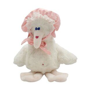 VTG Ms Noah White Mother Goose Prairie Bonnet Plush Stuffed Animal Doll 91' RARE